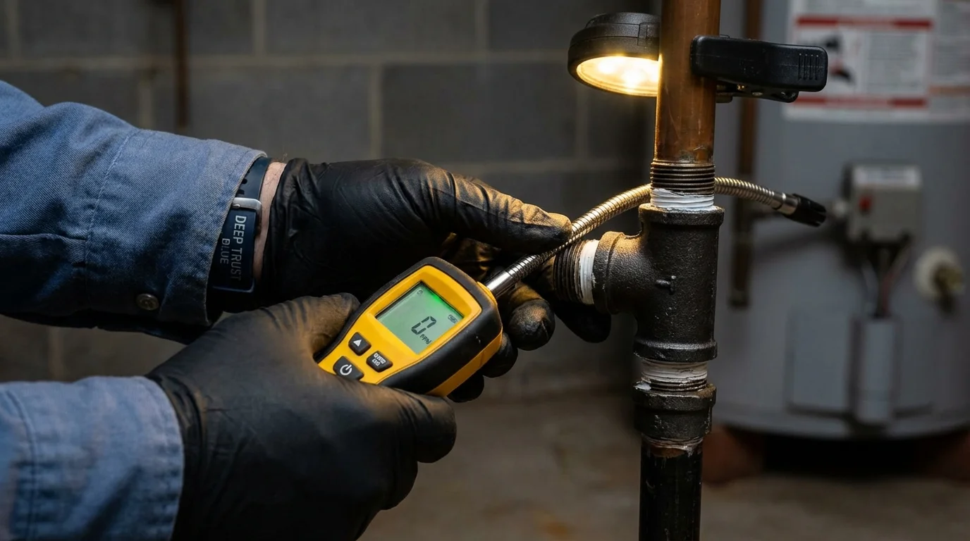 Gas leak detection with electronic sniffer by Johns Plumbing LLC in Swampscott